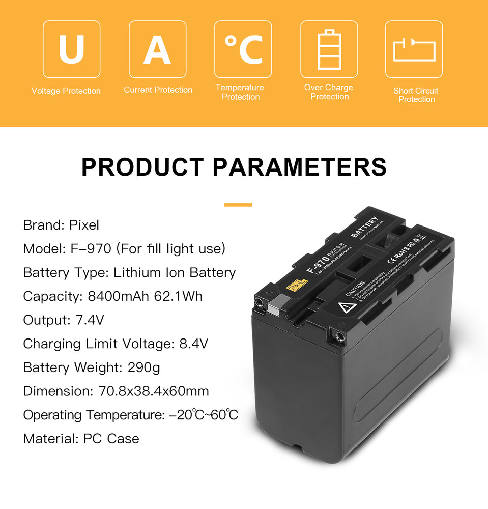 Pixel F970 8400mAh NP-F Battery