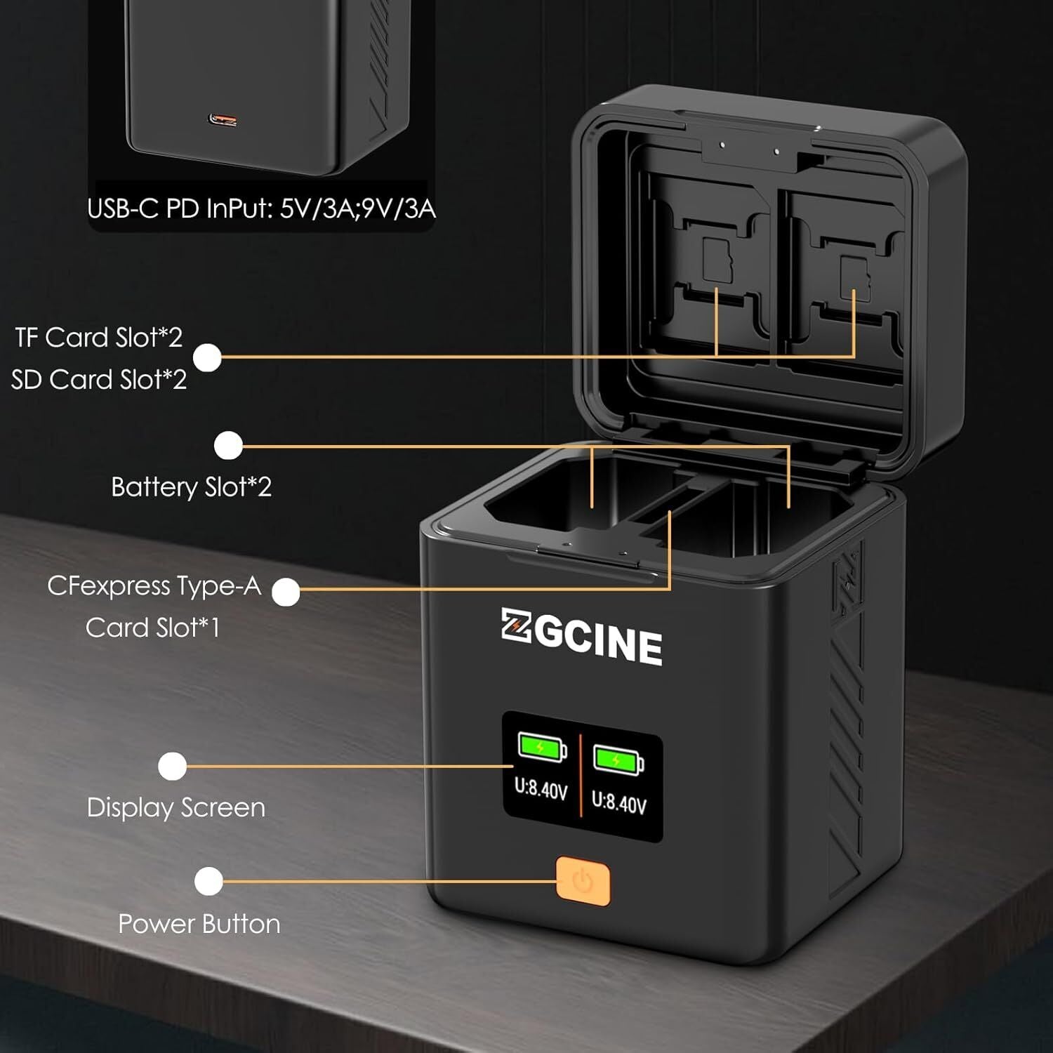 ZGCine USB-Type C Charging Case for Panasonic LUMIX  DMW-BLK22 Battery