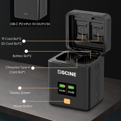 ZGCINE PS-W126 Charging Case USB-C PD Fast Dual Charger for FujiFilm NP-W126 Camera Battery