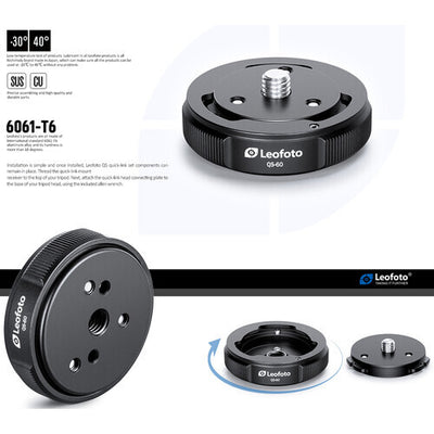 Leofoto QS-60 Quick-Link Tripod Head Quick Release Set (60mm)