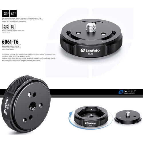 Leofoto QS-60 Quick-Link Tripod Head Quick Release Set (60mm)