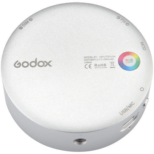 GODOX R1 RGB LED Mini Light (2500K- 8500K , SILVER , MAGNETIC)