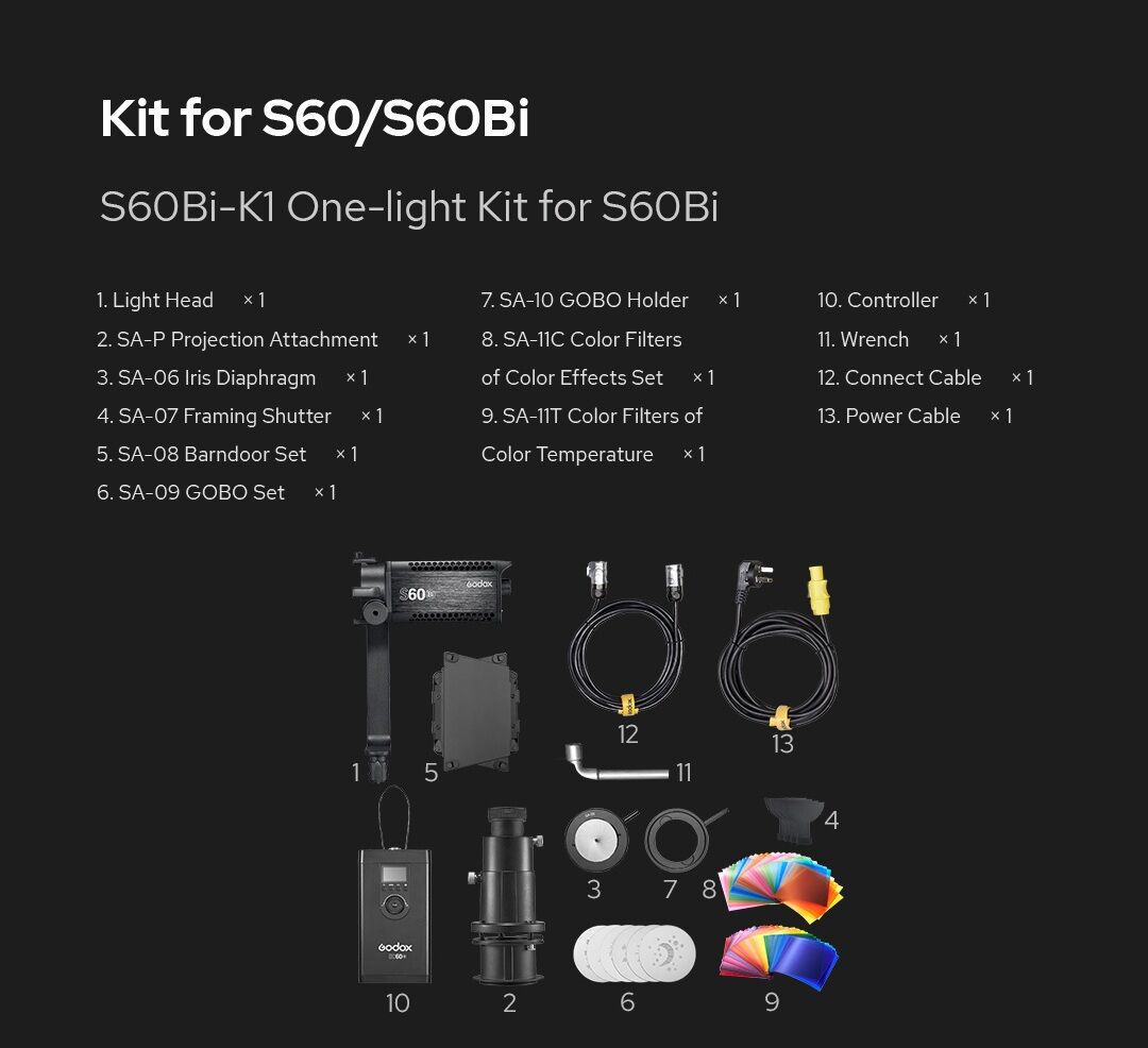 Godox S60Bi LED Focus Light Kit S60Bi-K1