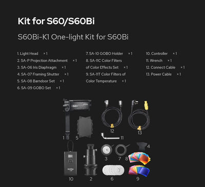 Godox S60Bi LED Focus Light Kit S60Bi-K1